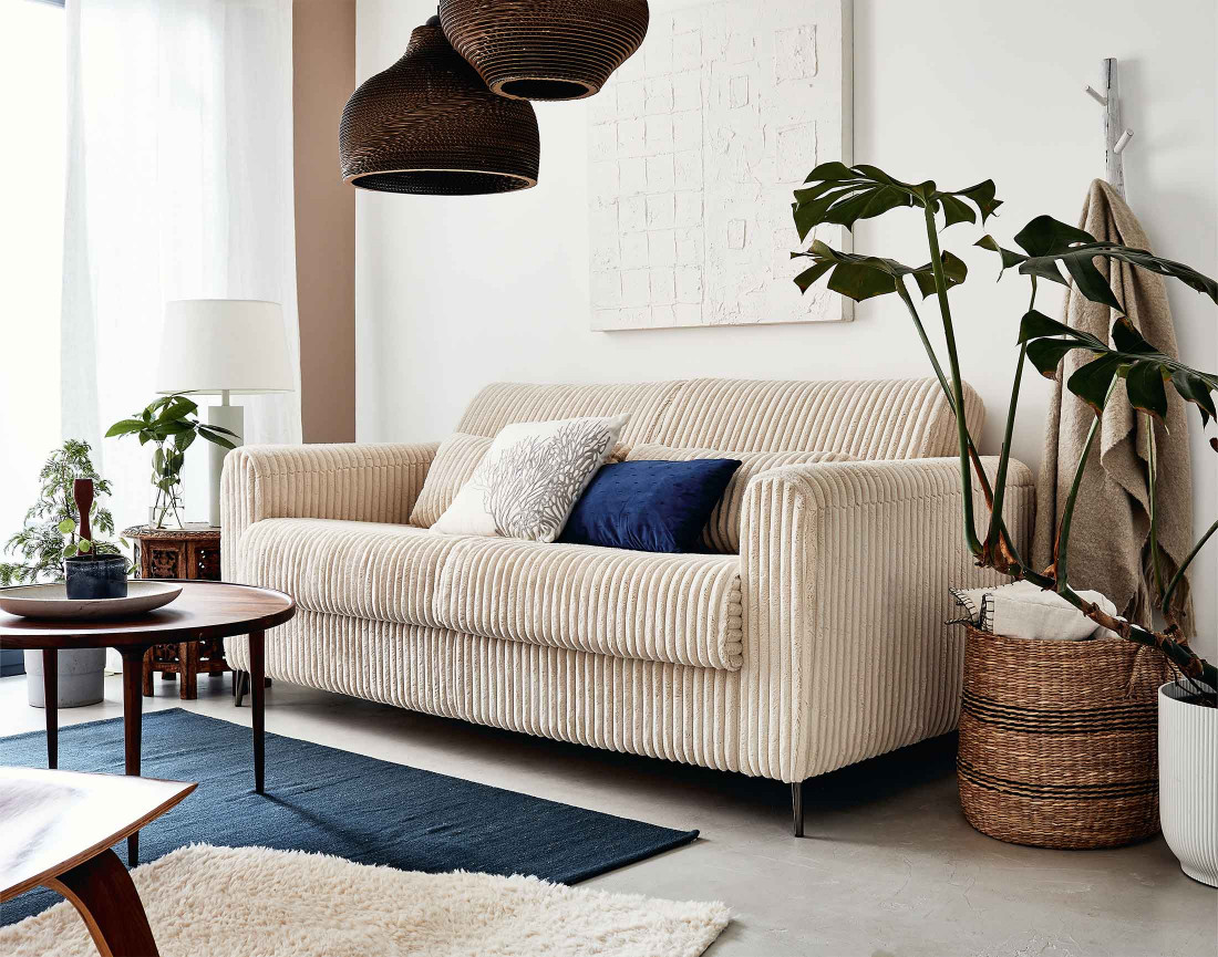 Canapé 3 places convertible express quotidien en grosses côtes Owen