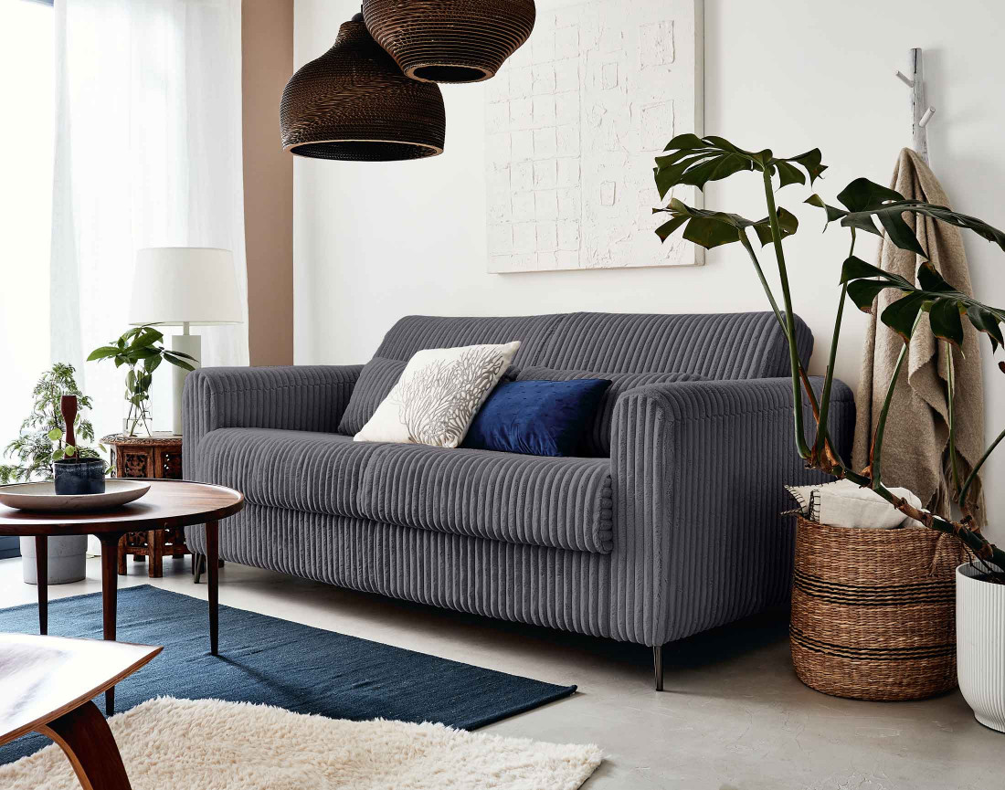 Canapé 3 places convertible express quotidien en grosses côtes Owen