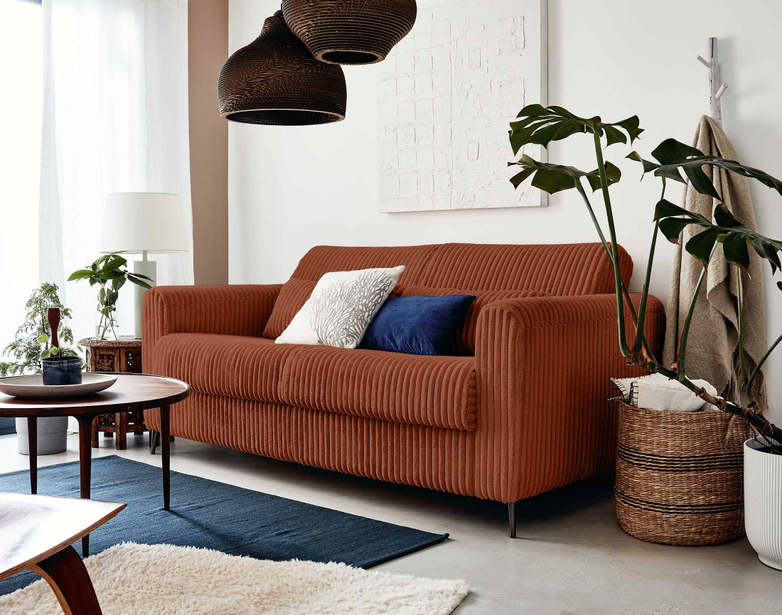 Canapé 3 places convertible express quotidien en grosses côtes Owen