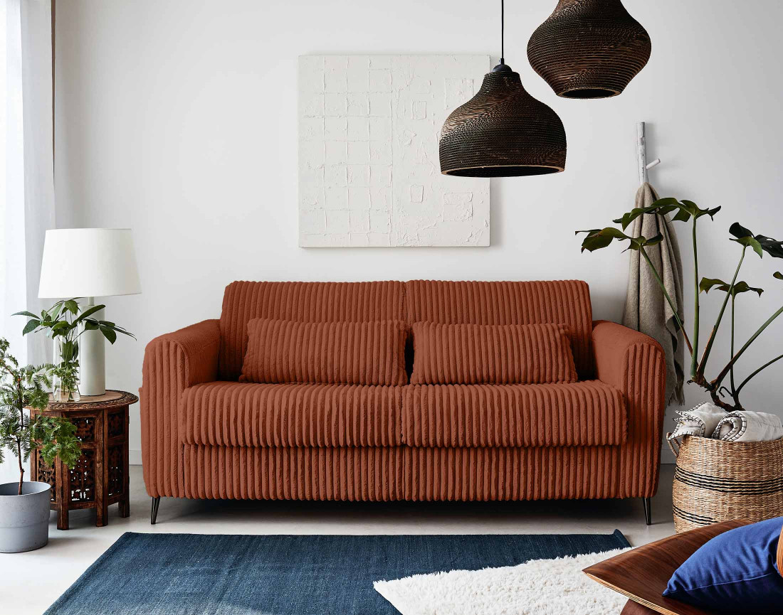 Canapé 3 places convertible express quotidien en grosses côtes Owen