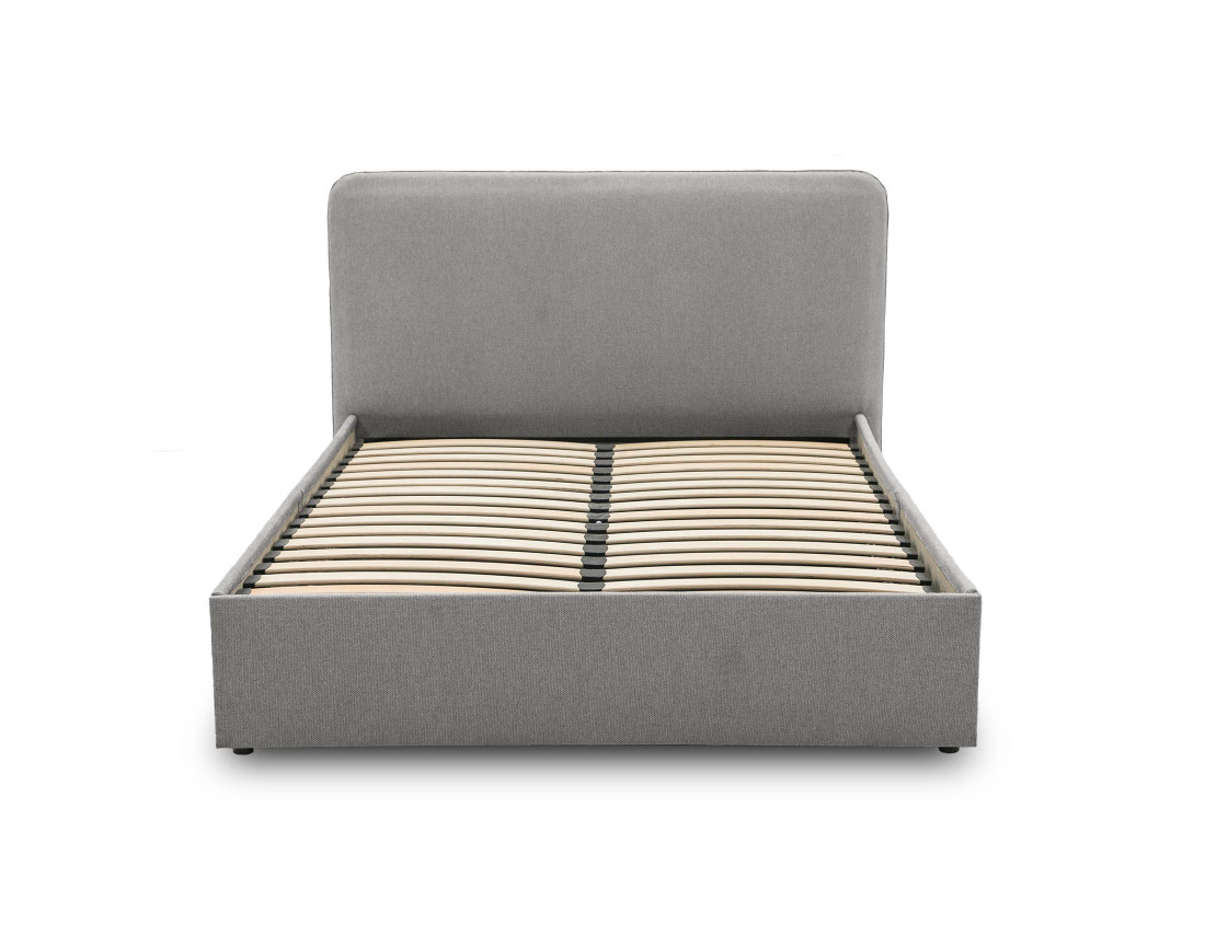 Lit coffre 140x190 cm avec sommier inclus en tissu Goyave
