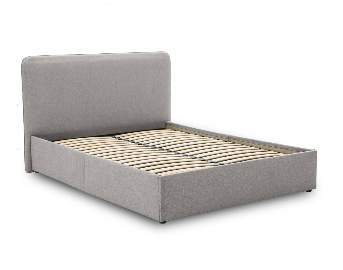 Lit coffre 140x190 cm avec sommier inclus en tissu Goyave