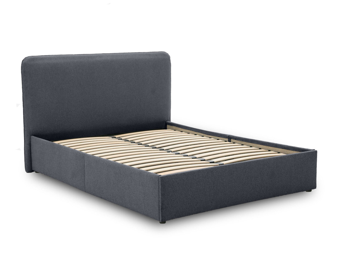 Lit coffre 140x190 cm avec sommier inclus en tissu Goyave