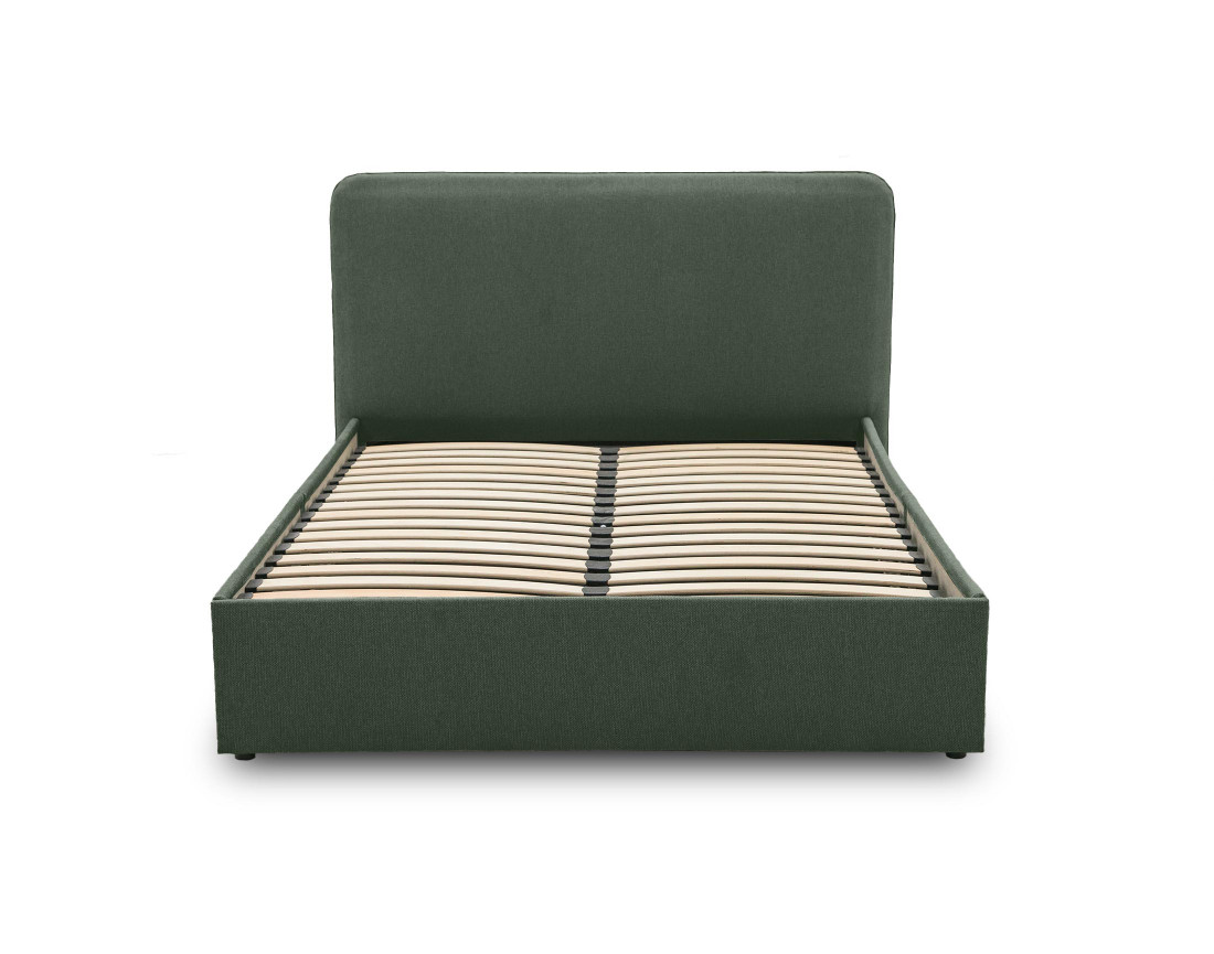 Lit coffre 140x190 cm avec sommier inclus en tissu Goyave