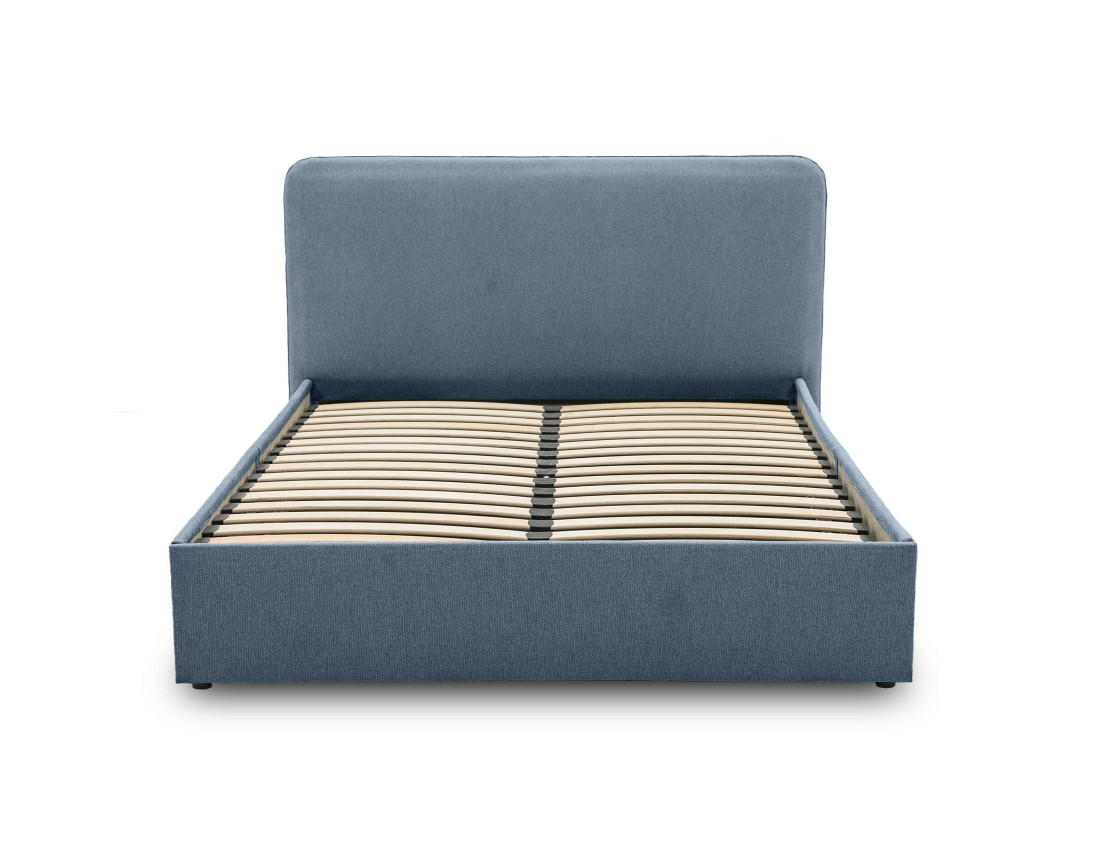 Lit coffre 160x200 cm avec sommier inclus en tissu Goyave