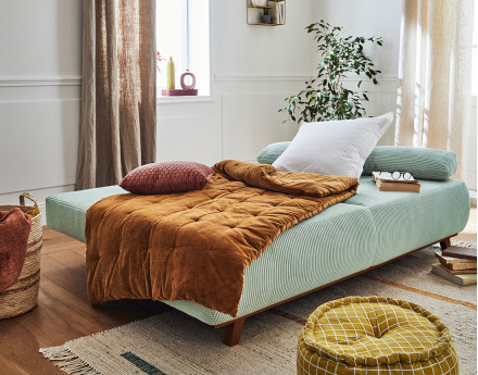 Cristal - canapé 3 places - convertible avec coffre - en velours côtelé