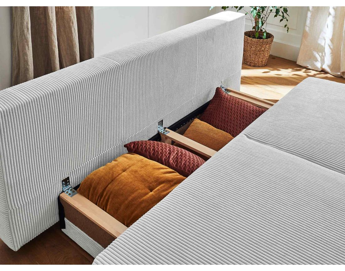 Cristal - canapé 3 places - convertible avec coffre - en velours côtelé