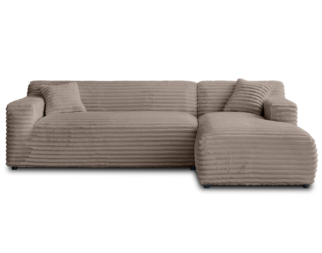 Canapé d'angle droit 4 places en fausse fourrure côtelée Laponie