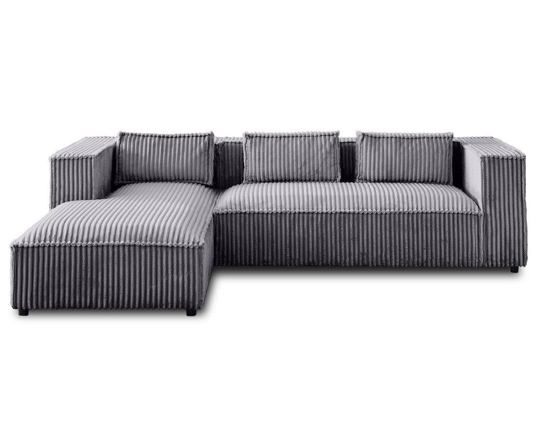 Canapé d'angle gauche 4 places en velours côtelé grosses côtes Stella