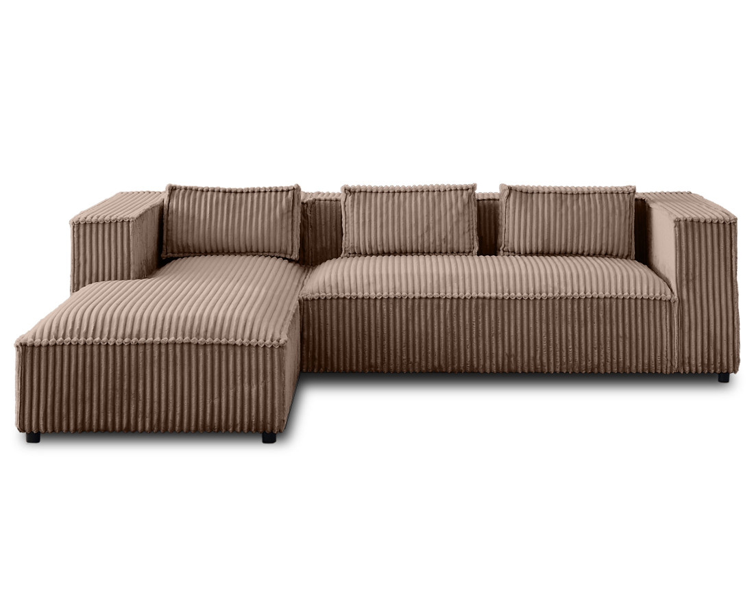 Canapé d'angle gauche 4 places en velours côtelé grosses côtes Stella