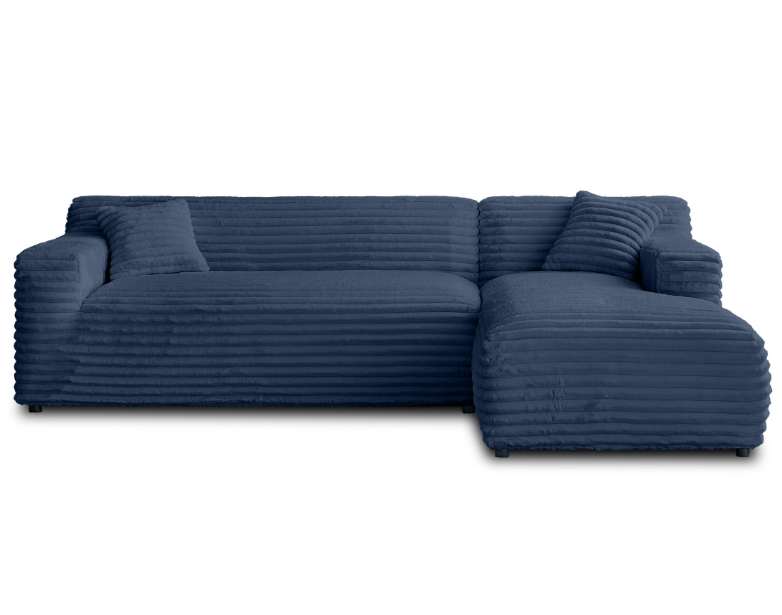 Canapé d'angle droit 4 places en fausse fourrure côtelée Laponie