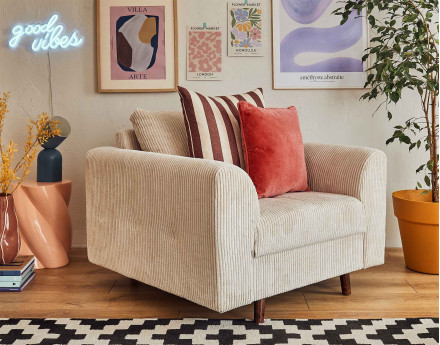 Fauteuil en velours côtelé Rune