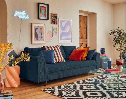 Canapé 3 places en velours côtelé Rune