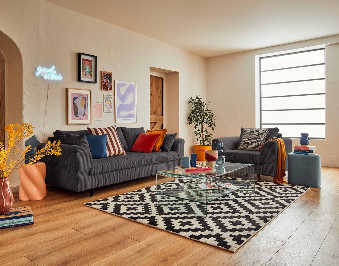 Fauteuil en velours côtelé Rune