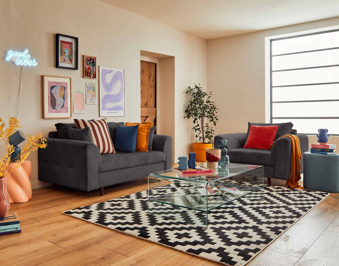 Fauteuil en velours côtelé Rune