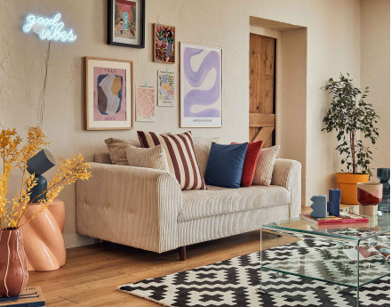 Canapé 2 places en velours côtelé Rune