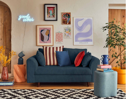 Canapé 2 places en velours côtelé Rune