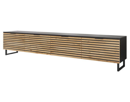 Meuble TV bois et noir 200 cm Olympie