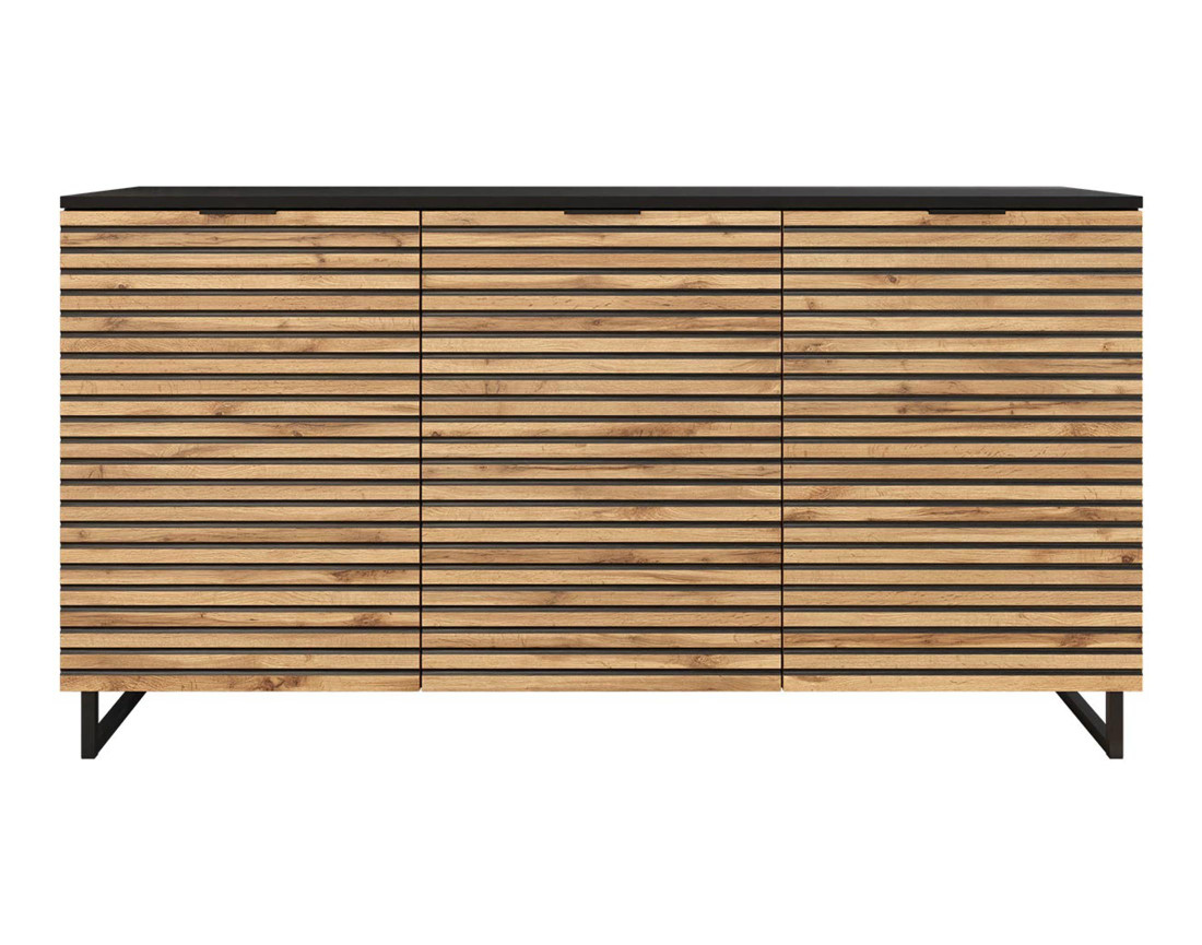 Buffet bas bois et noir 150 cm Olympie