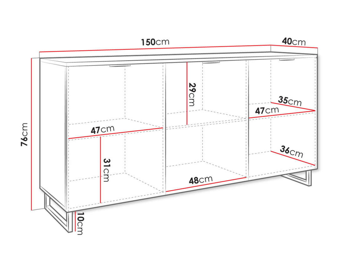 Buffet bas bois et noir 150 cm Olympie