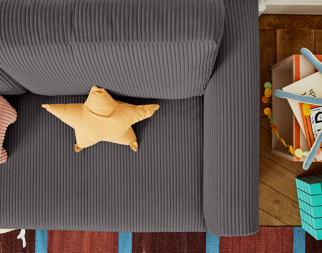 Canapé 2 places convertible déplimousse en velours côtelé Marilia