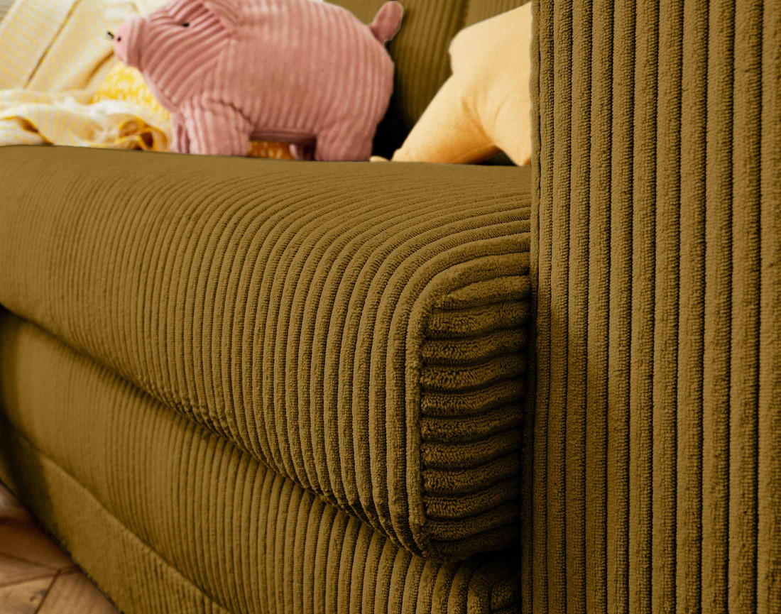 Canapé 2 places convertible déplimousse en velours côtelé Marilia