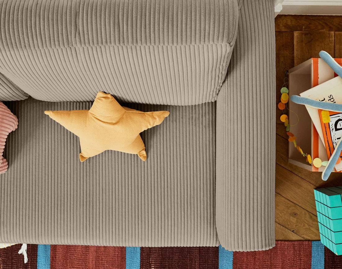 Canapé 2 places convertible déplimousse en velours côtelé Marilia