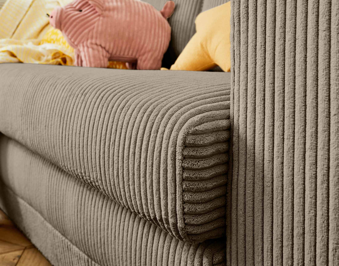 Canapé 2 places convertible déplimousse en velours côtelé Marilia