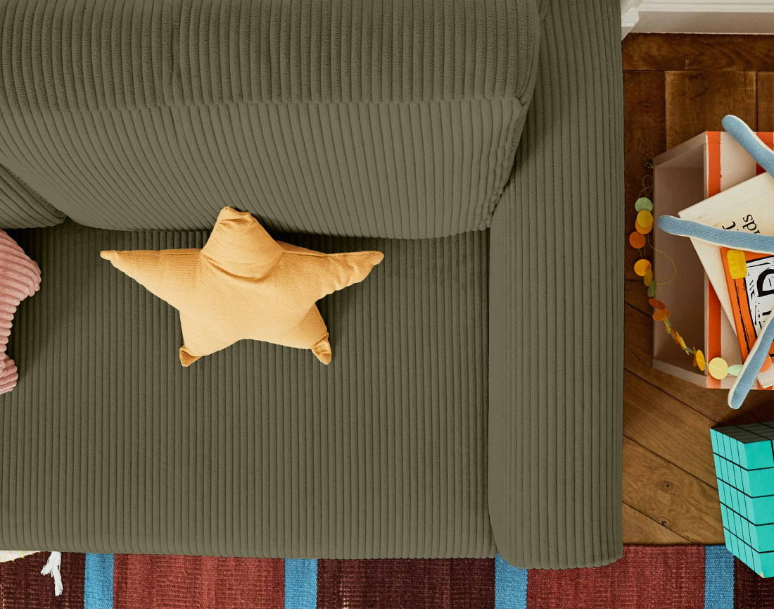 Canapé 2 places convertible déplimousse en velours côtelé Marilia