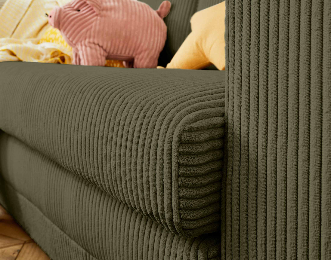 Canapé 2 places convertible déplimousse en velours côtelé Marilia