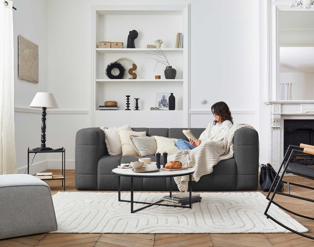 Canapé 3 places en tissu Suzano