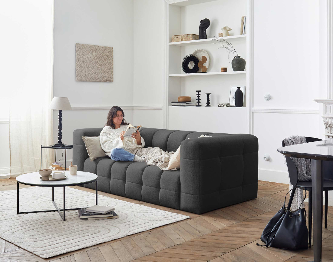 Canapé 3 places en tissu Suzano