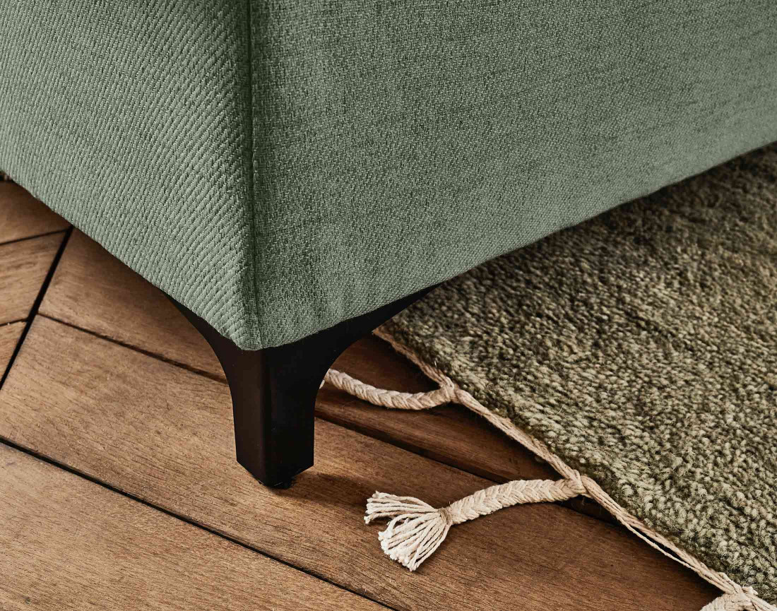 Canapé d'angle gauche 5 places convertible avec coffre et têtières en tissu Olinda