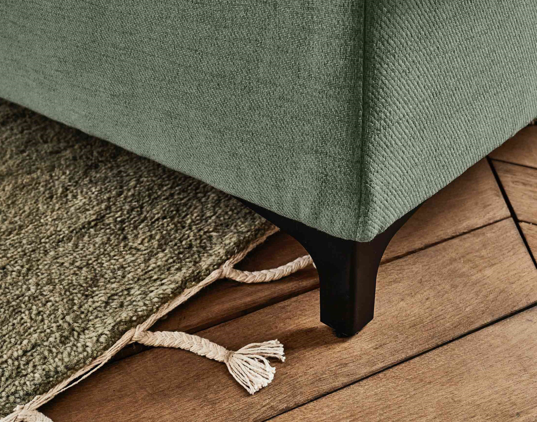 Canapé d'angle gauche 5 places convertible avec coffre et têtières réglables en tissu Olinda