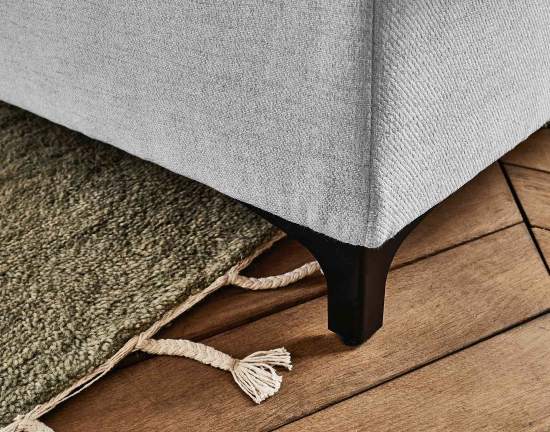 Canapé d'angle gauche 5 places convertible avec coffre et têtières réglables en tissu Olinda