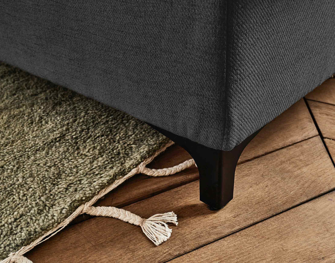 Canapé d'angle gauche 5 places convertible avec coffre et têtières réglables en tissu Olinda