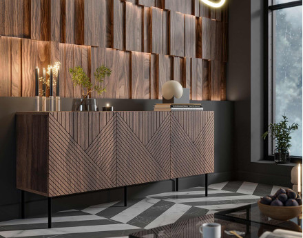 Buffet bas bois 3 portes 150 cm Salvador