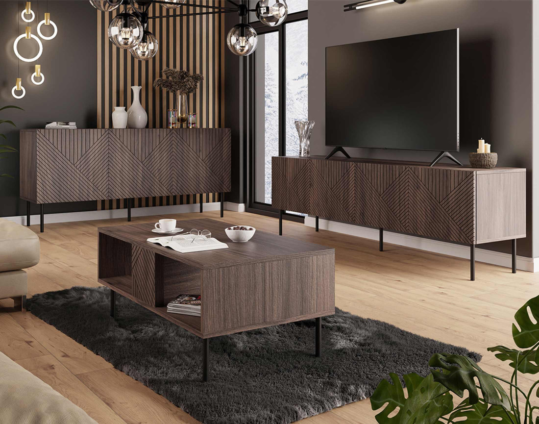 Meuble TV bois 4 portes 191 cm Salvador