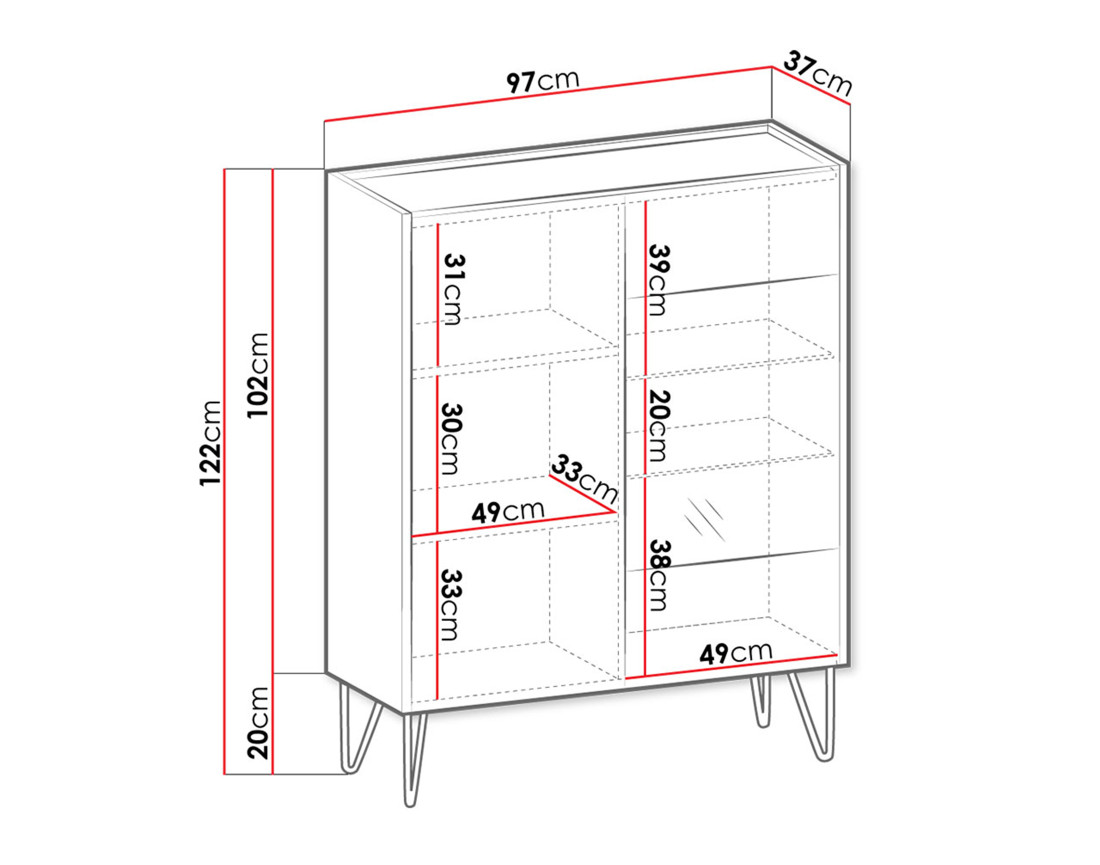 Vitrine effet marbre 97x122 cm Cali