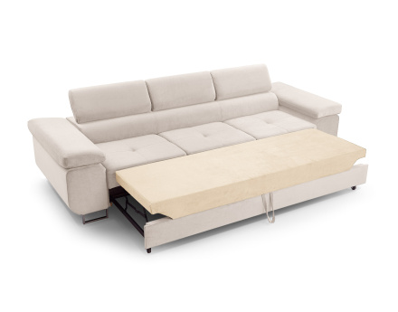 Canapé 3 places convertible avec têtières réglables en velours Pablo