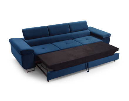 Canapé 3 places convertible avec têtières réglables en velours Pablo