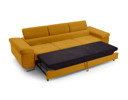 Canapé 3 places convertible avec têtières réglables en velours Pablo