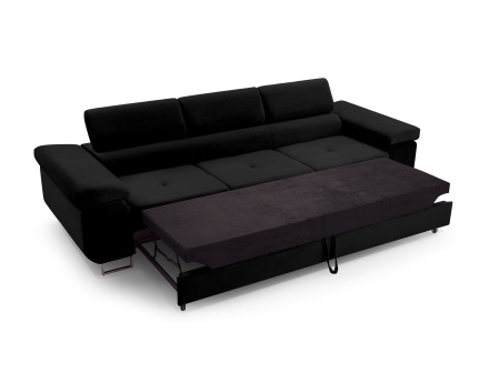 Canapé 3 places convertible avec têtières réglables en velours Pablo