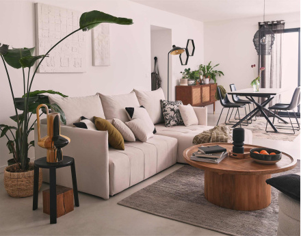 Canapé d'angle en velours - Petra - réversible convertible avec coffre - 4 places - en velours