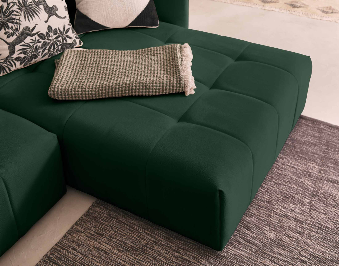 Canapé d'angle en velours - Petra - réversible convertible avec coffre - 4 places - en velours