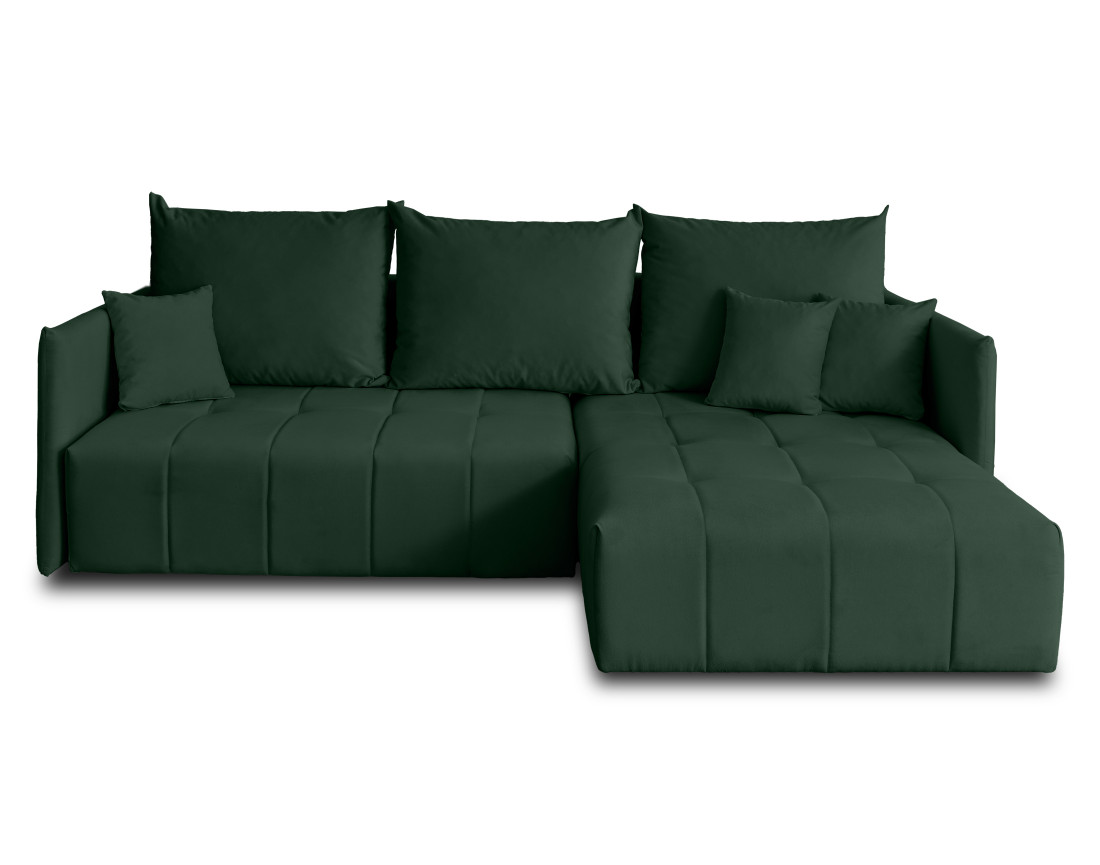 Canapé d'angle en velours - Petra - réversible convertible avec coffre - 4 places - en velours