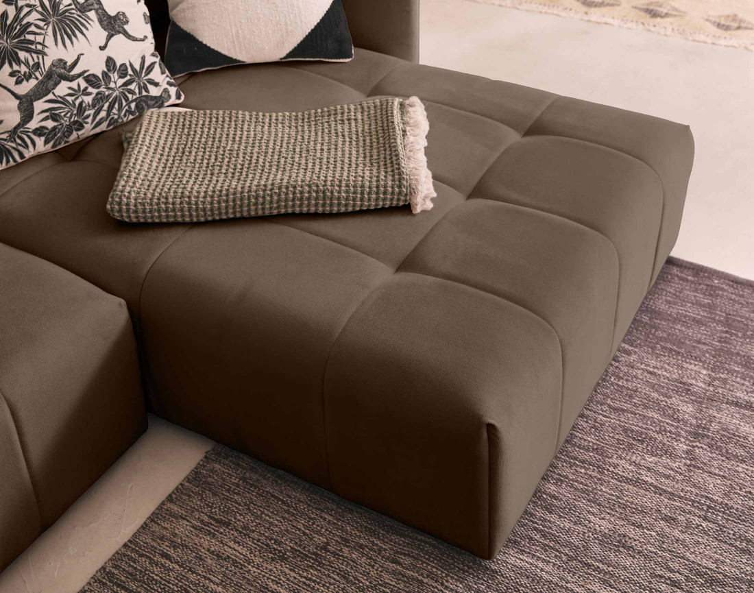 Canapé d'angle en velours - Petra - réversible convertible avec coffre - 4 places - en velours