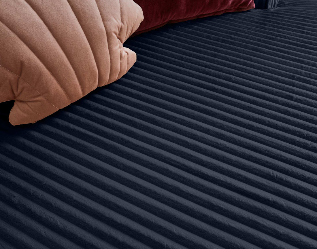 Canapé d'angle droit 4 places en velours côtelé grosses côtes Ela