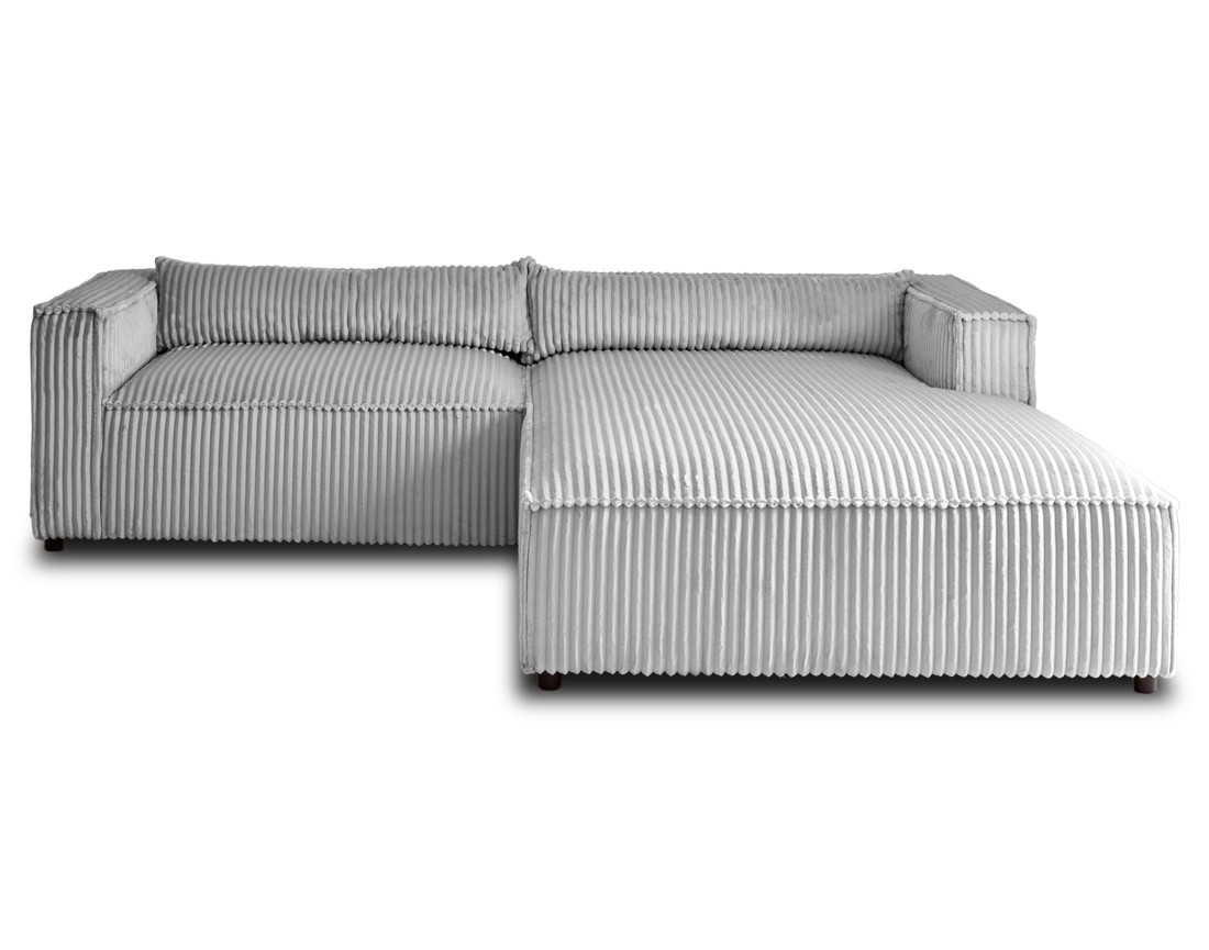 Canapé d'angle droit 4 places en velours côtelé grosses côtes Ela
