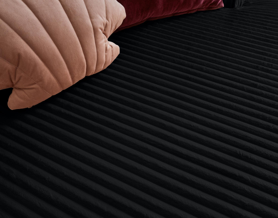 Canapé d'angle droit 4 places en velours côtelé grosses côtes Ela